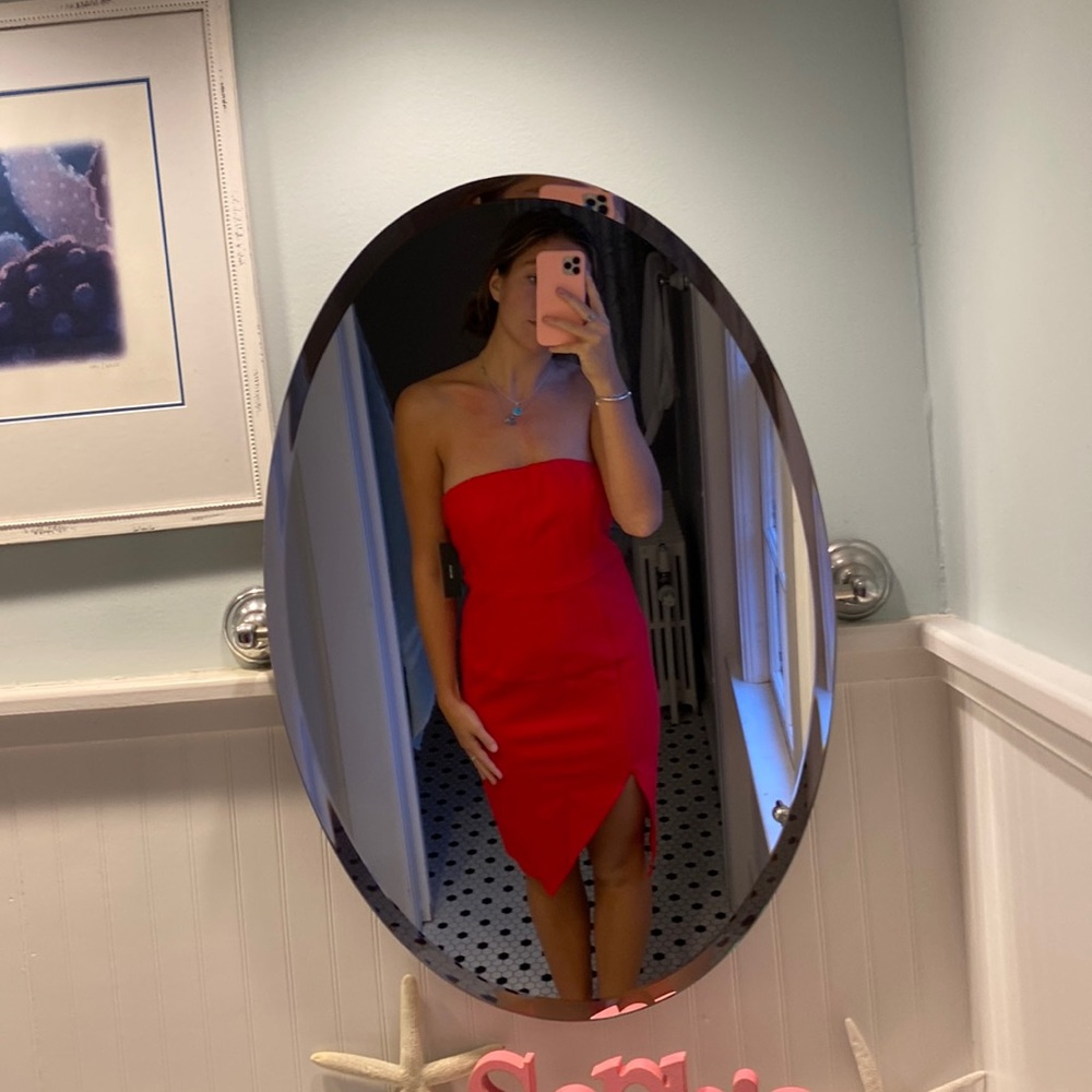 Red midi dress